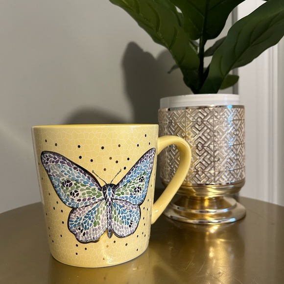 Large Oversized Yellow Mosaic Butterfly Mug - Picture 1 of 4